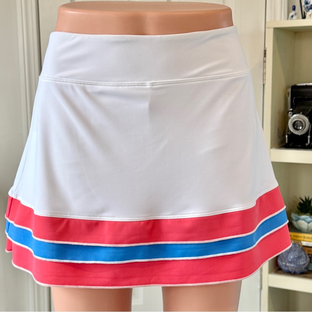 NEW with TAGS Gingy's White Razi Skort with Pink and Blue Stripes (size S)